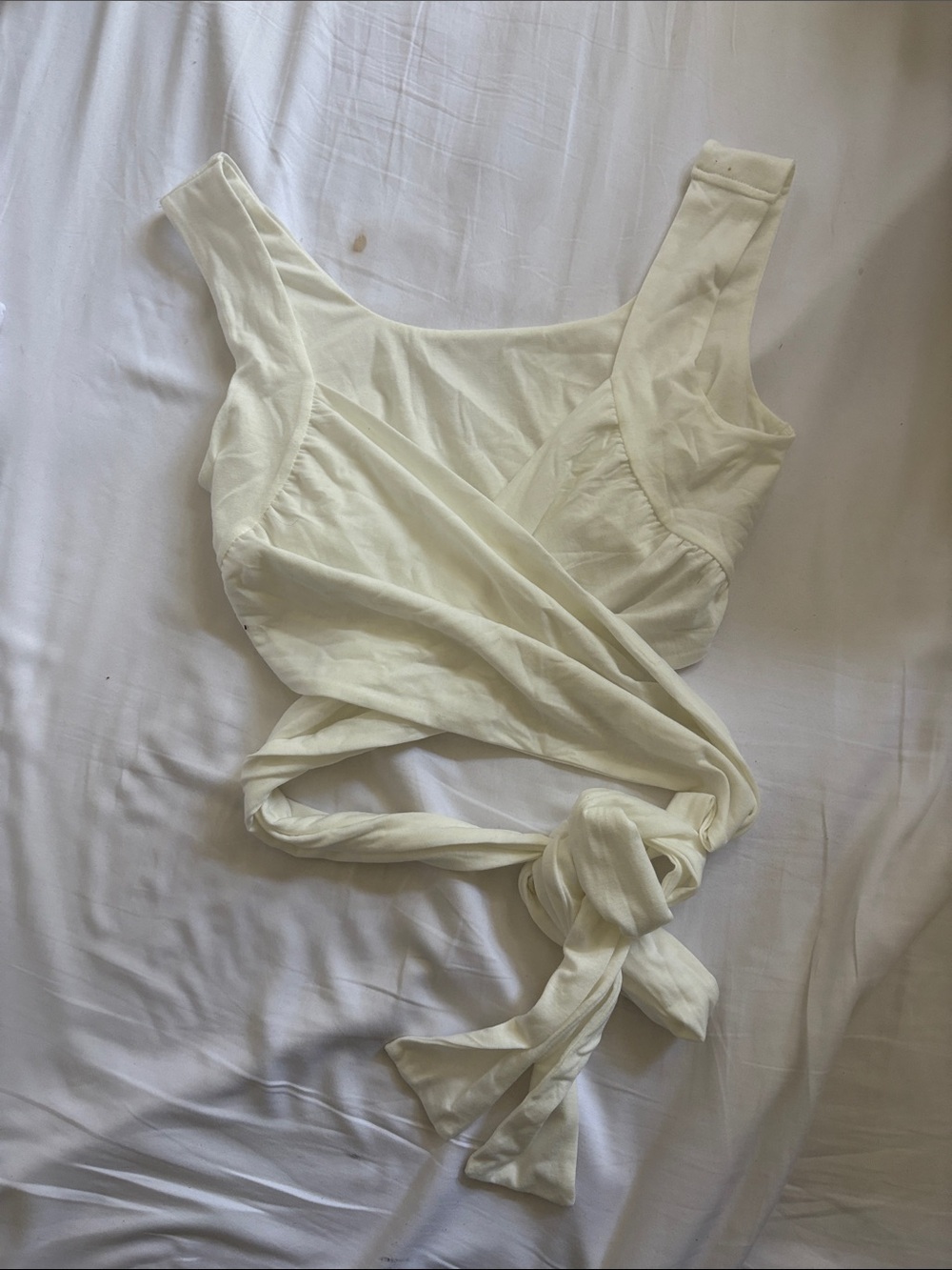 Women's Cream Wrap Tank Top with Tie